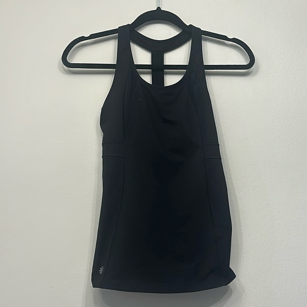 Athleta black work out top with built in sports bra size xs